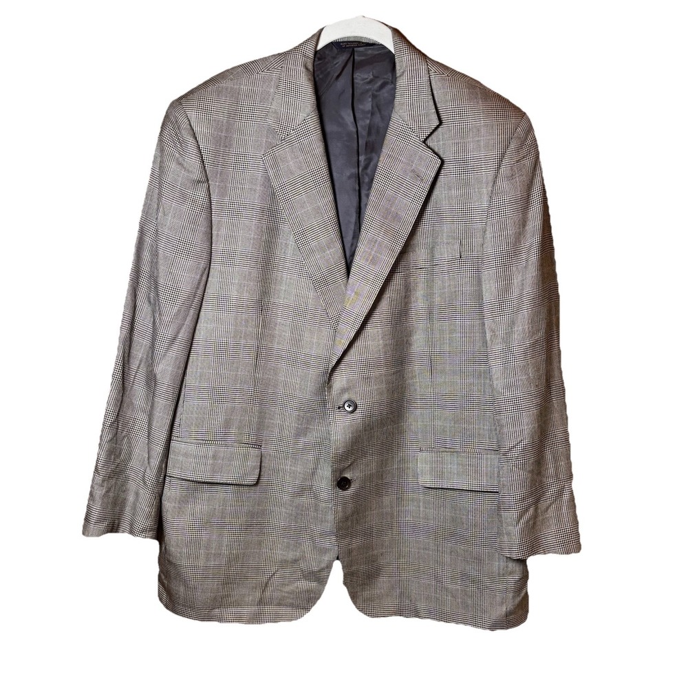Brooks Brothers Golden Fleece Black Plaid Blazer Jacket Mens‎ 45R USA Tailored